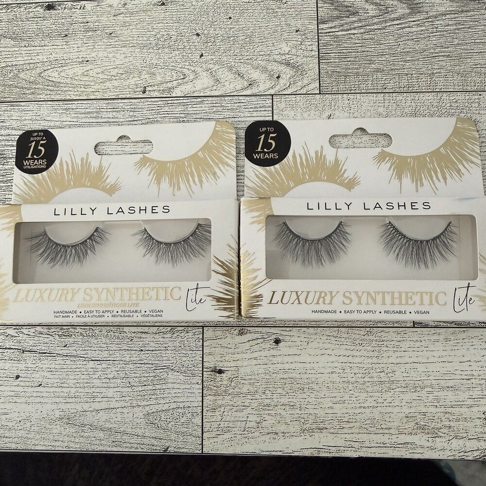 Lilly Lashes Synthetic Strip Eyelashes Black 2 Pack Natural Handmade Vegan